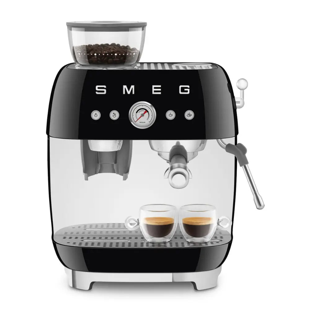 SMEG EGF03BLUK 50's Style Espresso Coffee Machine with Grinder & 20 Bar Pump