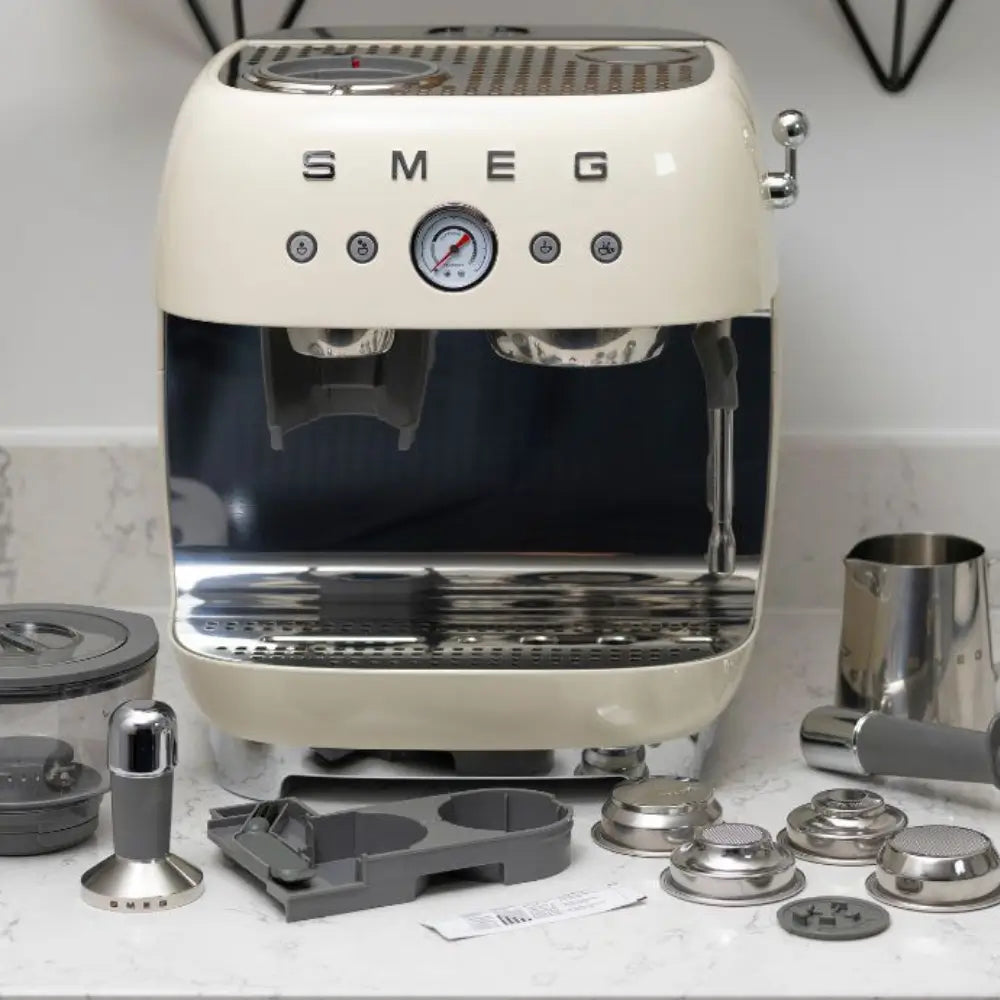 SMEG EGF03BLUK 50's Style Espresso Coffee Machine with Grinder & 20 Bar Pump