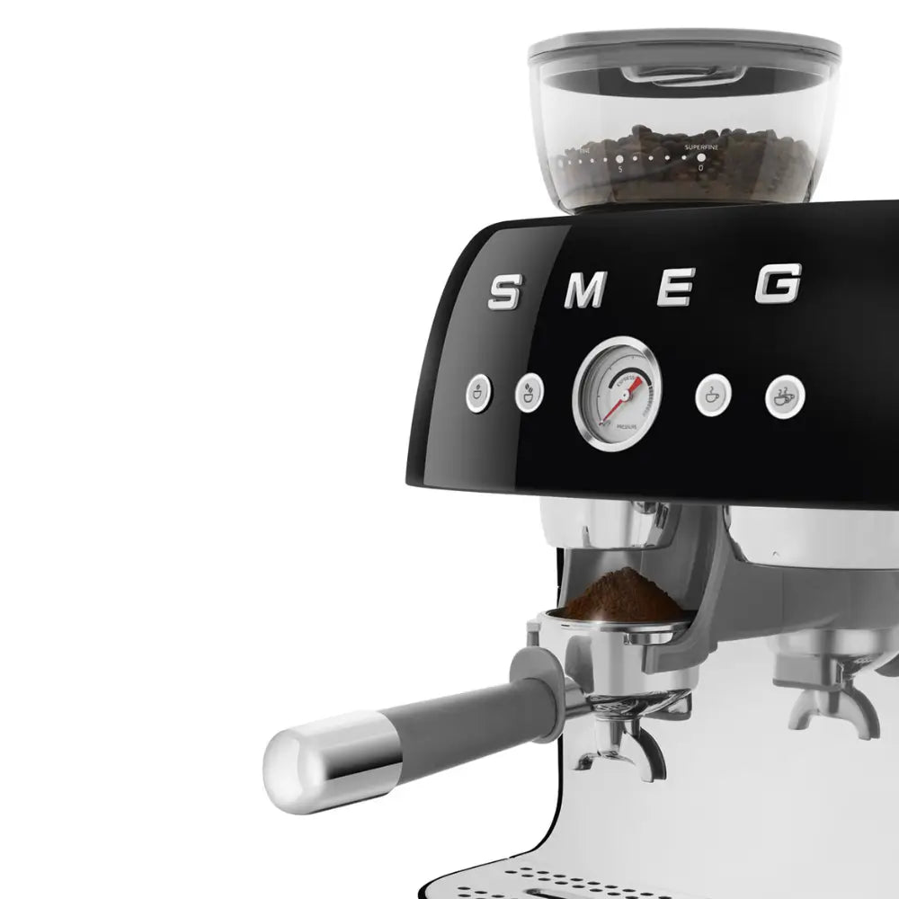 SMEG EGF03BLUK 50's Style Espresso Coffee Machine with Grinder & 20 Bar Pump